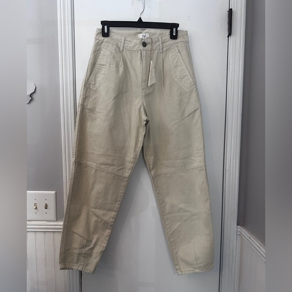 Easel Women’s Small Beige Utility Carpenter Pants 100% Cotton High Waist - Picture 2 of 13